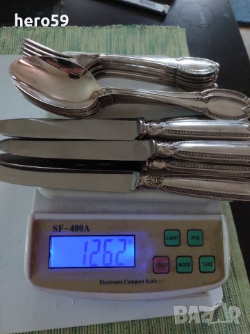 Сребърен(800) проба комплект за хранене за шест човека/лъжици вилици ножове/, снимка 17 - Прибори за хранене, готвене и сервиране - 38656352