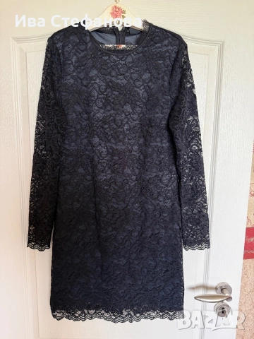 Нова черна парти официална  коктейлна дантелена рокля 