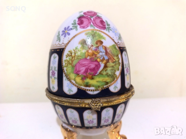 Порцеланово Яйце-Кутия за Бижута-Лимож, снимка 3 - Антикварни и старинни предмети - 52829431