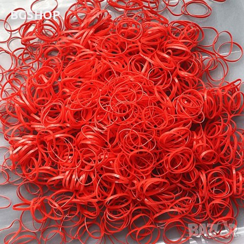 Силиконови ластици за плитки - Червени 1000 броя пакет, снимка 2 - Аксесоари за коса - 37252512