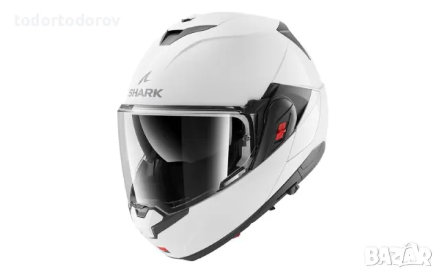 Модуларна Отваряема мото каска за мотор SHARK OXO WHITE GLOSS, снимка 1