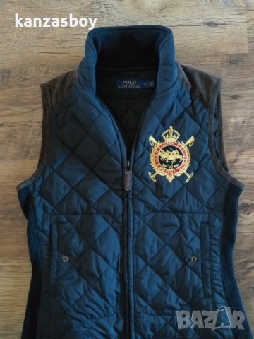 Polo Ralph Lauren Equestrian Vest Suede Trim White Quilted Full Zip - страхотен дамски елек, снимка 3 - Елеци - 42925536