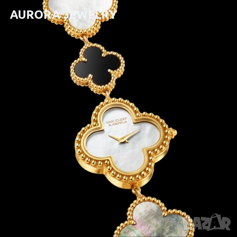 Van Cleef & Arpels VCA Mother of Pearl Onyx Alhambra Дамски Часовник, снимка 12 - Дамски - 53058299