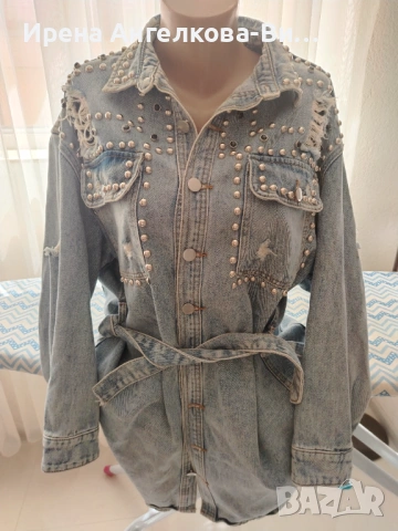 Дънково дълго яке с капси