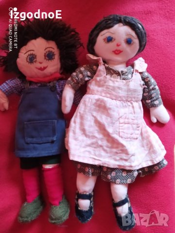 Стари меки ръчно изработени кукли момче и момичр