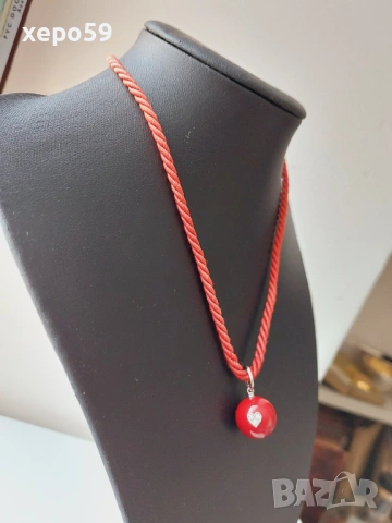 Дамско златно марково колие с брилянти,корал,бяло злато 18к., снимка 3 - Колиета, медальони, синджири - 53130689