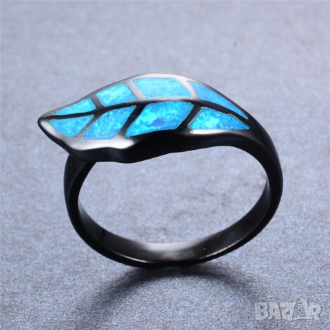 Пръстен със син опал, листо