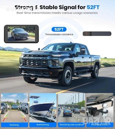 AUTO-VOX комплект соларна камера за заден ход с монитор, 5" 1080P монитор, 5000mAh батерия, снимка 6 - Аксесоари и консумативи - 51290856