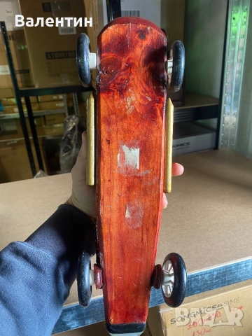 Винтидж състезателна кола от дърво, снимка 6 - Антикварни и старинни предмети - 51951893