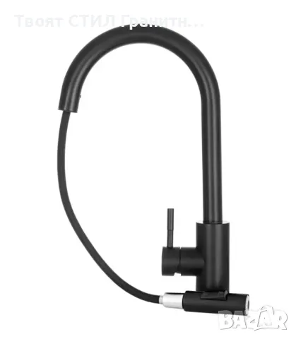 Черен смесител за кухня с издърпваща се глава – Модел 9600, снимка 2 - Смесители - 48615407
