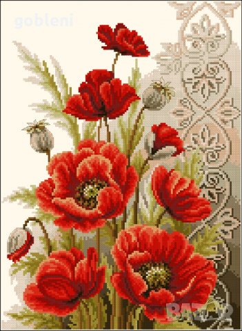 гоблен "МАКОВЕ" Д46 - размери 33*44 см,; 24 цвята; , снимка 2 - Гоблени - 31952735