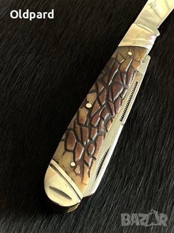 Trappper Brown Bone. Сгъваем ловен нож с две полирани остриета. (RR2057), снимка 3 - Ножове - 40563606