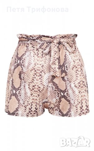 НАЛИЧНО Бежови къси панталонки снейк принт размер С от Англия, снимка 5 - Панталони - 30954146
