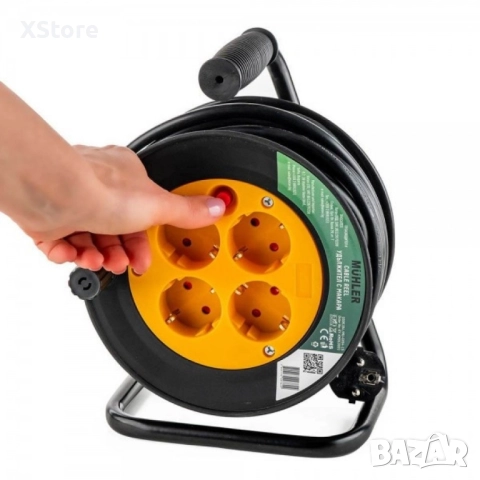 Muhler удължител с макара, 4 гнезда, дължина 15м, снимка 4 - Други стоки за дома - 52520397