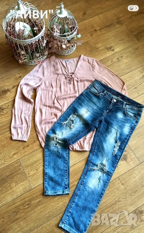 Дамски маркови дънки и риза