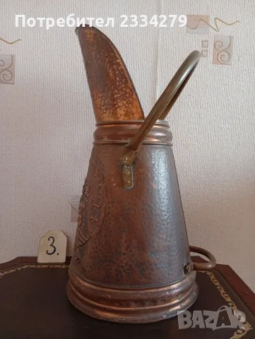Стара медна лейка, кофи към камина и други, голяма медна ваза, снимка 12 - Антикварни и старинни предмети - 55383056