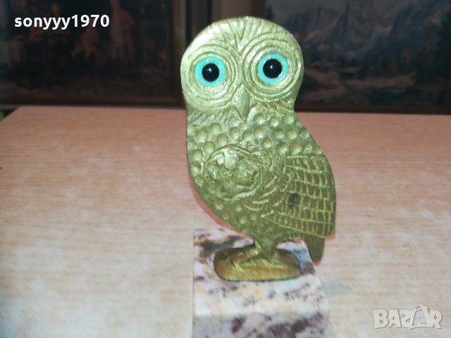 сова-13х7х6см-мед/месинг/мрамор 2301211256