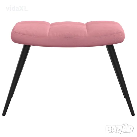 vidaXL Релаксиращ стол с табуретка, розов, кадифе, снимка 7 - Столове - 56146934