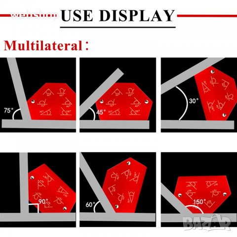 ПРОФЕСИОНАЛЕН КОМПЛЕКТ ОТ 6 БРОЯ ЗАВАРЪЧНИ МАГНИТИ, ПОЗИЦИОНЕРИ, снимка 5 - Други инструменти - 37582156