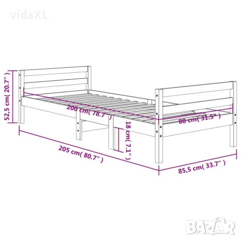 vidaXL Рамка за легло без матрак, восъчнокафяв, 80x200 см, бор масив, снимка 9 - Спални и легла - 56148182