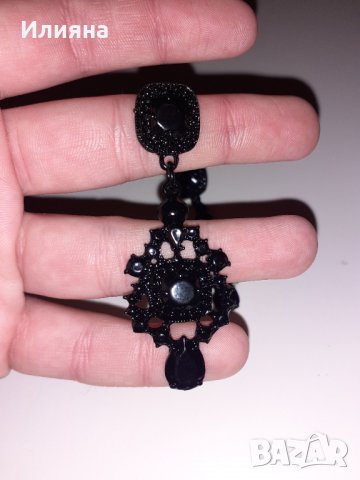 Елегантни черни обеци, снимка 7 - Обеци - 39686304