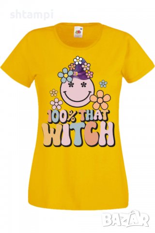 Дамска тениска 100 percent that witch,Halloween,Хелоуин,Празник,Забавление,Изненада,Обичаи,, снимка 9 - Тениски - 38144450