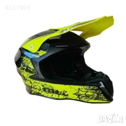 Кросова каска, За мотор, Атв, Велосипед, M и L размер, Черен с неон, снимка 3 - Аксесоари и консумативи - 49310880