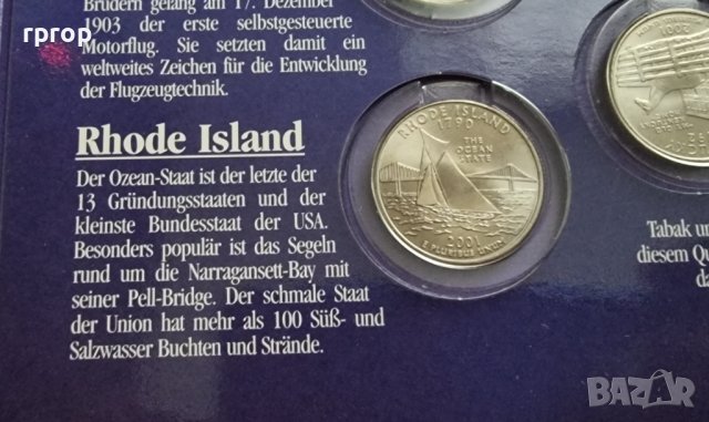 САЩ. 1/4 Американски долари . Quarter . 5 бройки . Цялата серия на 2001 година.UNC. Американски щати, снимка 5 - Нумизматика и бонистика - 42334847