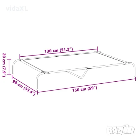 vidaXL Повдигнато легло кучета черно 150x90x20 cm Текстилен и стомана, снимка 8 - За кучета - 56147548