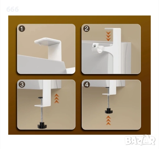 Комплект от 2 скоби за корнизи, без дупки, метални, бели, снимка 4 - Други стоки за дома - 53326935