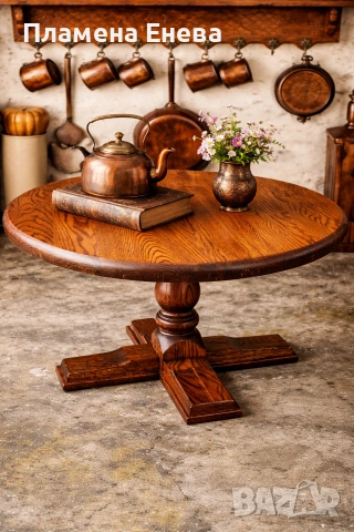 Кръгла холна масичка от масив