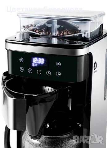 Кафе машина с мелачка HCMG105015SD 1.5л, хартиен филтър 1x4, с LCD дисплей и таймер, снимка 5 - Кафемашини - 52529927