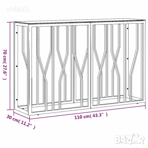 vidaXL Конзолна маса 110x30x70 cм неръждаема стомана и стъкло, снимка 6 - Маси - 56147198