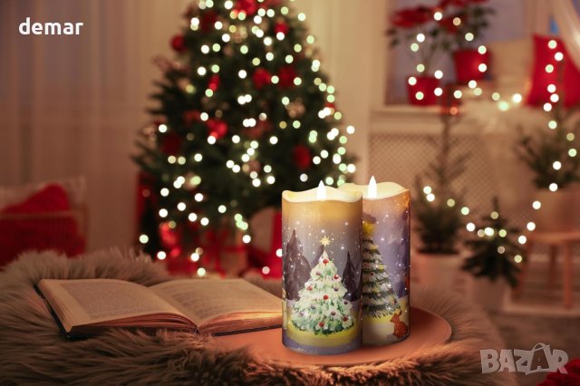 Комплект 3 броя коледни LED свещи с батерии , снимка 7 - Декорация за дома - 42925988