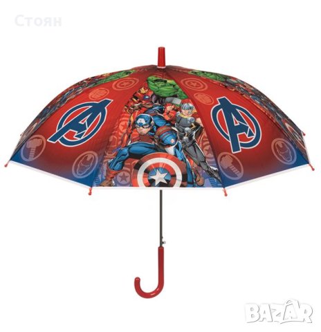 Автоматичен детски чадър за дъжд Red Avengers Cane 68 см, снимка 2 - Чадъри - 42877229