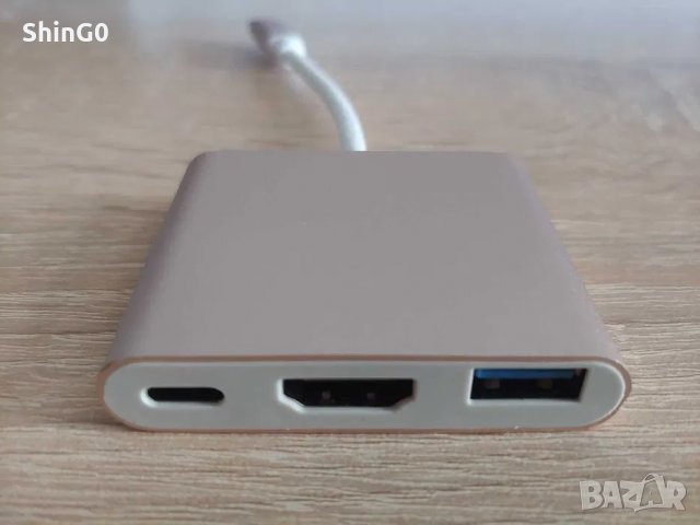 3 в 1: USB-C 3.1 (type-C ) към HDMI 2.0/USB 3.0/Type C Female адаптер, снимка 2 - Селфи стикове, аксесоари - 39100644