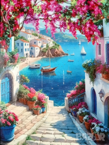 Средиземноморски пейзаж в рамка  21/ 30см.