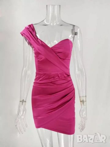 Цикламена рокля сатен розова рокля Barbie , снимка 2 - Рокли - 38288412