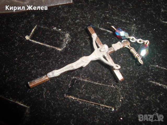 СТАРО СРЕБРИСТО РАЗПЯТИЕ НАГРЪДНО КРЪСТ с КРИСТАЛИ 3859, снимка 4 - Колиета, медальони, синджири - 30580722