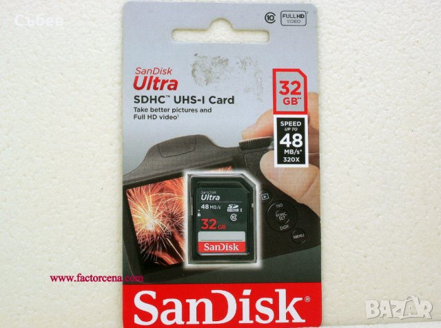 Карта памет 32GB SDHC SanDisk Ultra Class 10 UHS-I, снимка 2 - Карти памет - 30680802