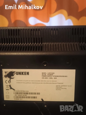 Телевизор Telefunken на 12 и 220вт. 24инча, снимка 4 - Телевизори - 52200786