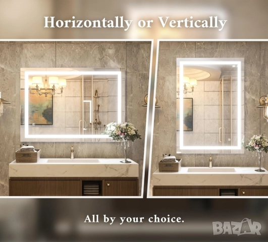 ЛЕД LED огледало за баня, за грим, димируемо, против замъгляване 11, снимка 2 - Огледала - 51512895