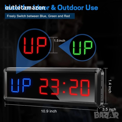 Таймер за фитнес, LED интервален таймер с дистанционно управление