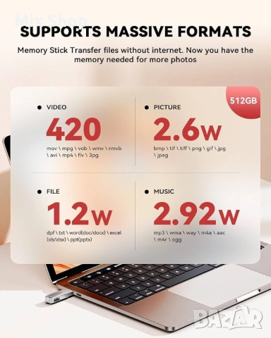 Нова MFi сертифицирана USB флаш памет 512GB за iPhone/iPad/Android/PC, снимка 6 - Друга електроника - 53924518