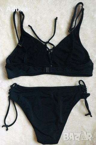 Нов черен бански комплект с връзки бикина , снимка 2 - Бански костюми - 29939566