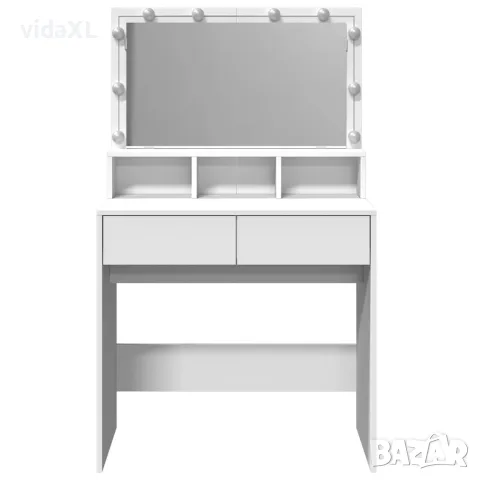 vidaXL Тоалетка с LED, бяла, 80x41x134,5 см, снимка 5 - Тоалетки - 56148128
