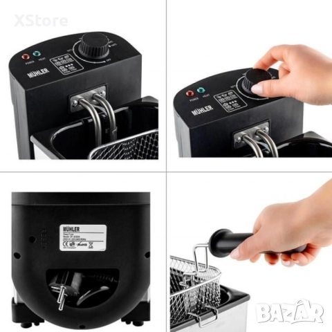 Фритюрник Muhler 3.0 Л, неръждаема стомана, снимка 2 - Фритюрници - 52437337