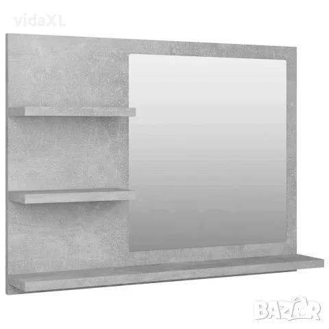 vidaXL Огледало за баня, бетонно сиво, 60x10,5x45 см, инженерно дърво
