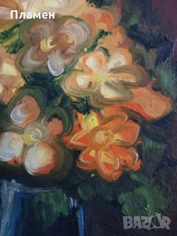 Картина масло върфу фазер цветя, снимка 3 - Картини - 30842965