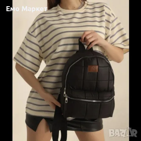 Модерна дамска капитонирана раница 30/27 см, шушлекова материя